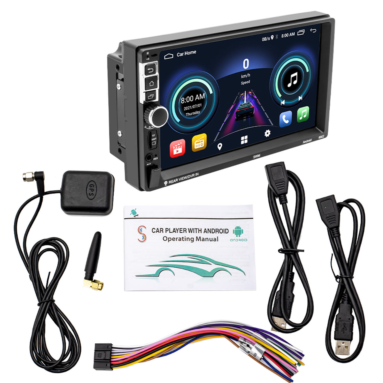 7inch Android10.1 2Din Car Radio Bluetooth USB WIFI Steering Wheel S-8802C 1+16G