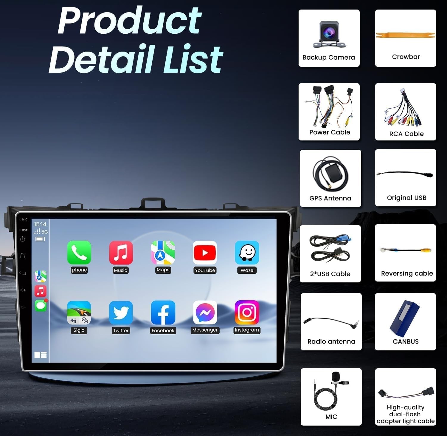 Radio For 2009-2013 Toyota Corolla Carplay FM RDS Backup Cam Stereo Head Unit