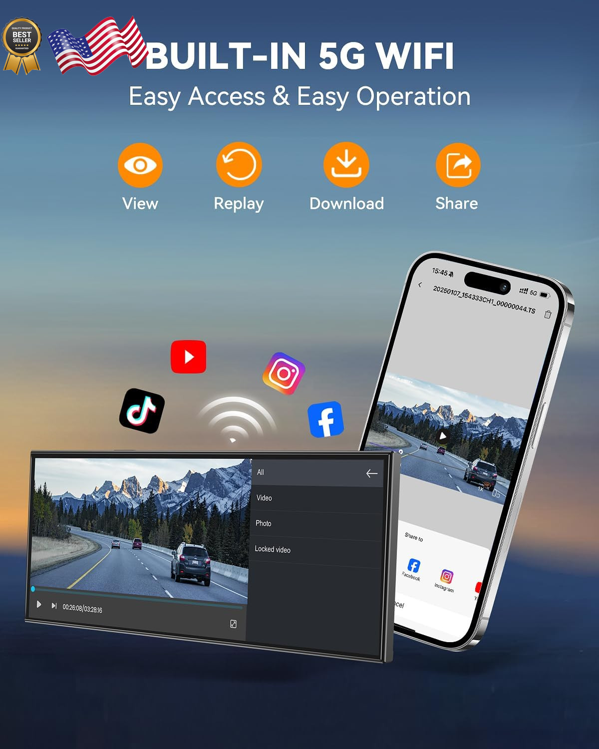Largest 11.5″Wireless CarPlay Screen for Car,Portable A-pple Car Play & Andro