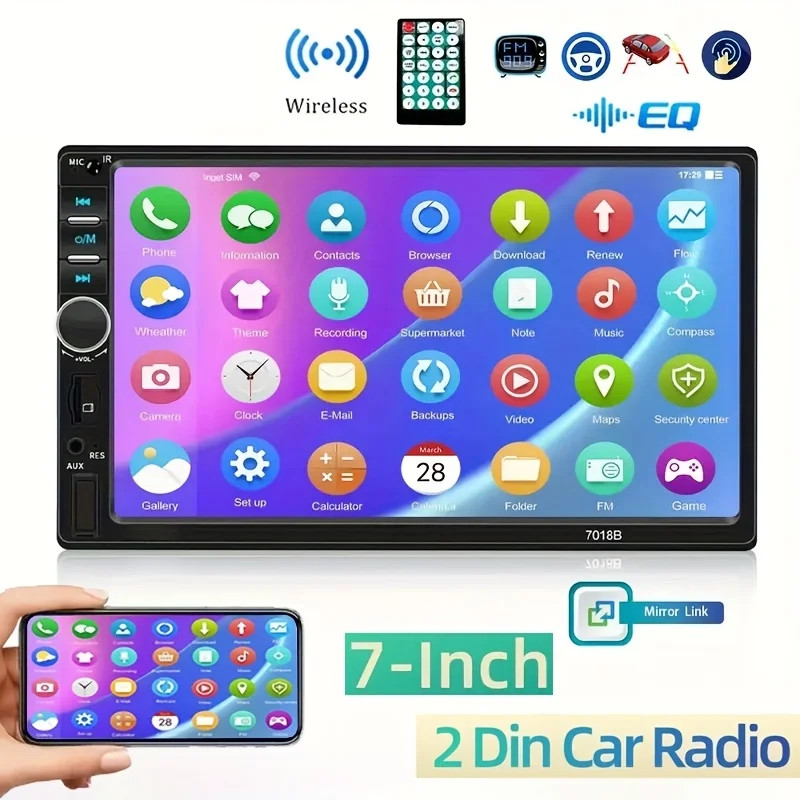 7″ 2 Din Car Stereo HD MP5 Player Bluetooth Touch Screen Radio Mrrior LinkUSB
