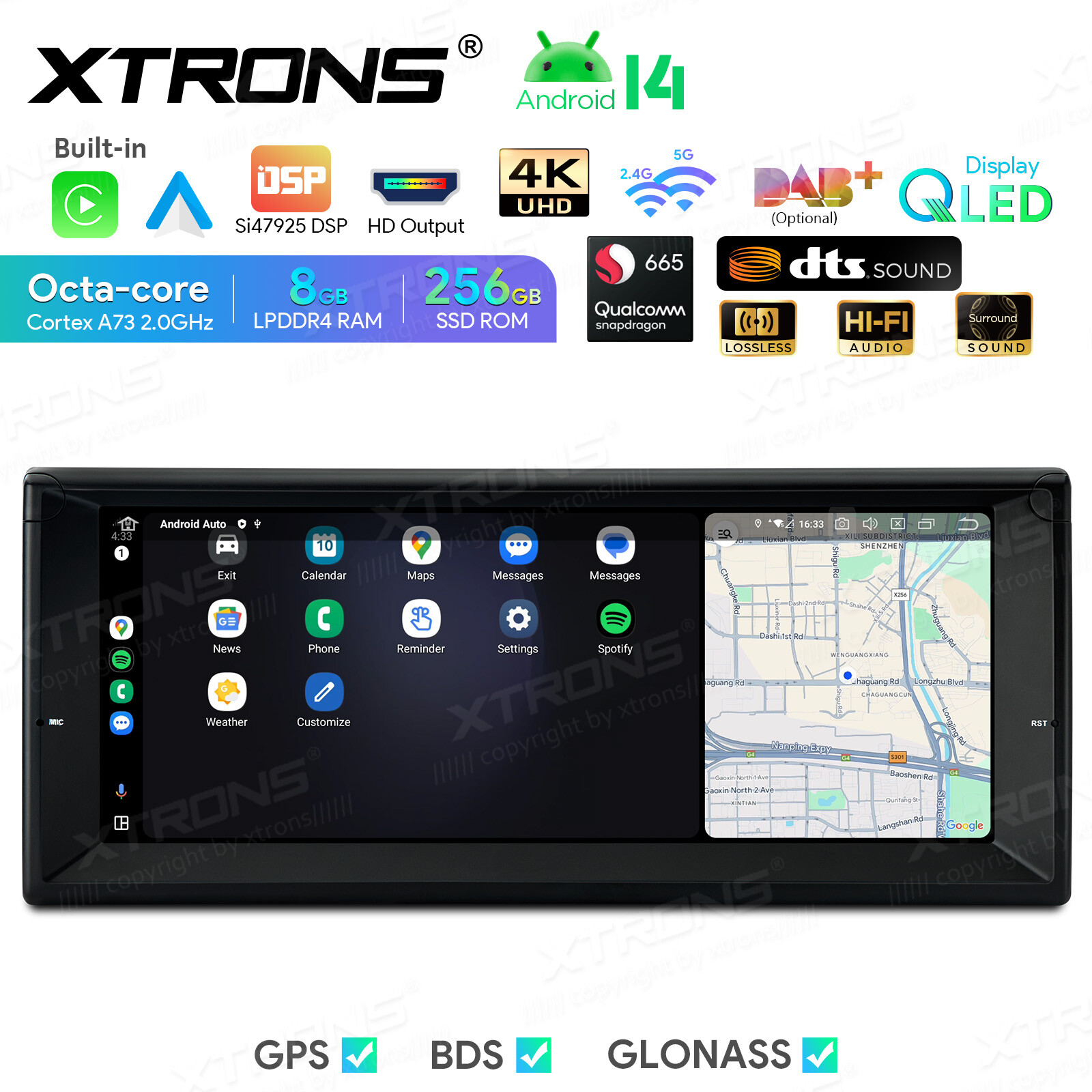 CAM+ For BMW E39 E38 QLED 10.25″ Android 12 8+128GB Car Play GPS Stereo Radio 4G