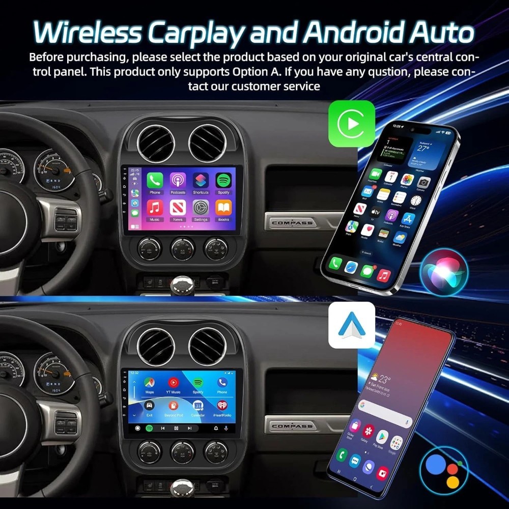 32GB Android 15 Car Radio For Jeep Compass 2009-16 Apple Carplay GPS Navi Stereo