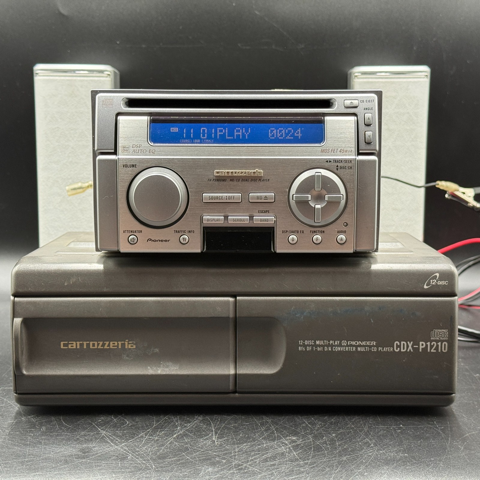 Pioneer Carrozzeria FH-P9900MD & CDX-P1210 12 Disc CD Changer 1999 Vintage Stock