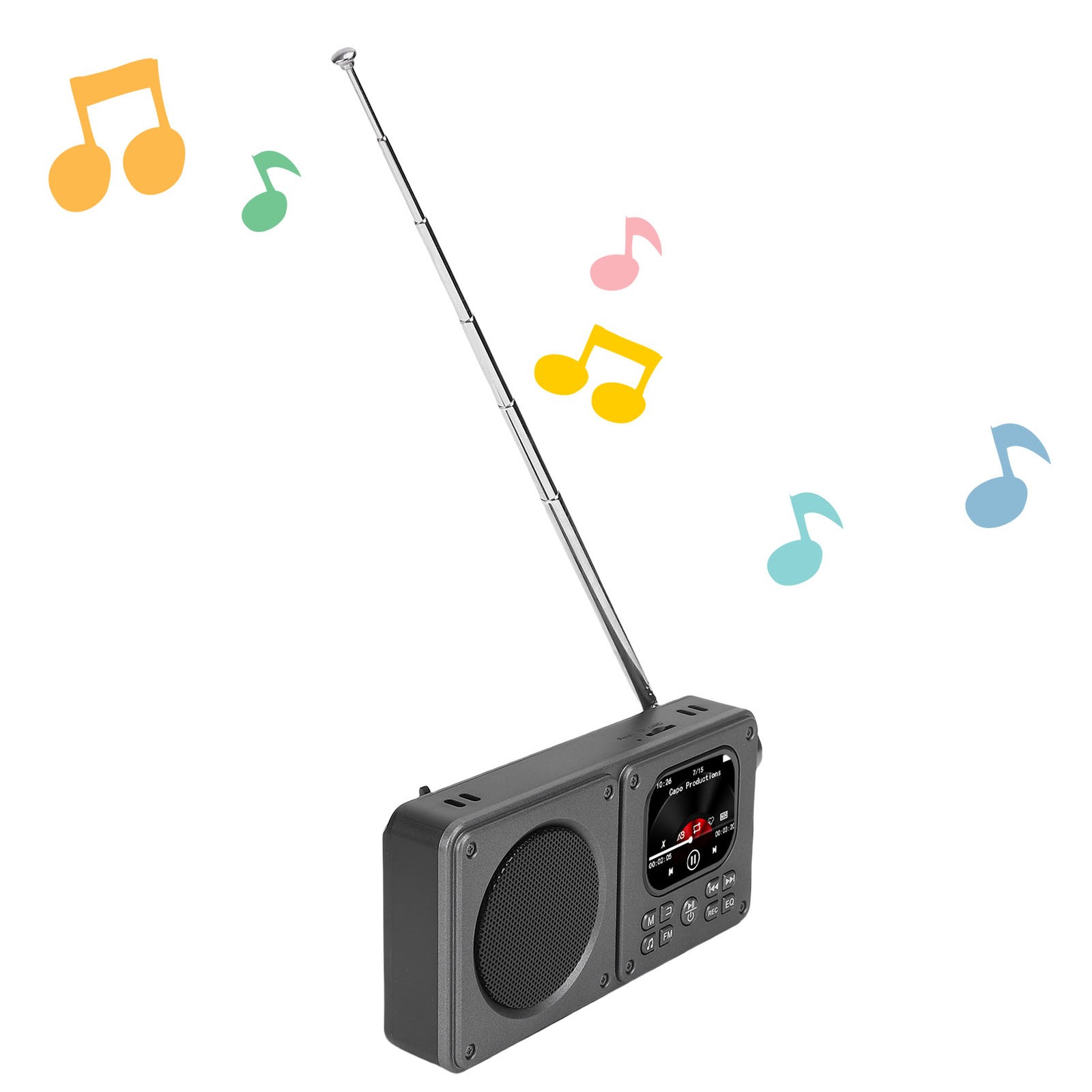 Video Radio AM FM 2.01 Inch Screen MP3 MP4 Player Bluetooth 5.4 Speaker Por FSZJ