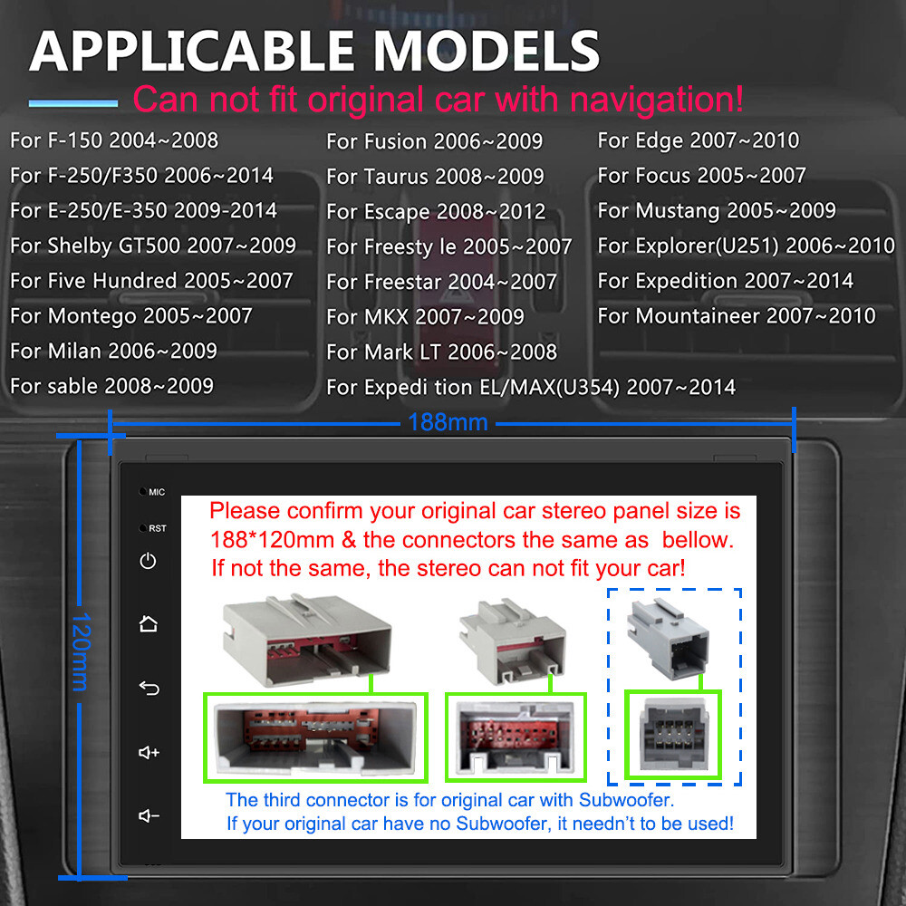 For 2004-2014 FORD F150 F250 F350 Car Stereo Radio Android 13 Carplay GPS Navi