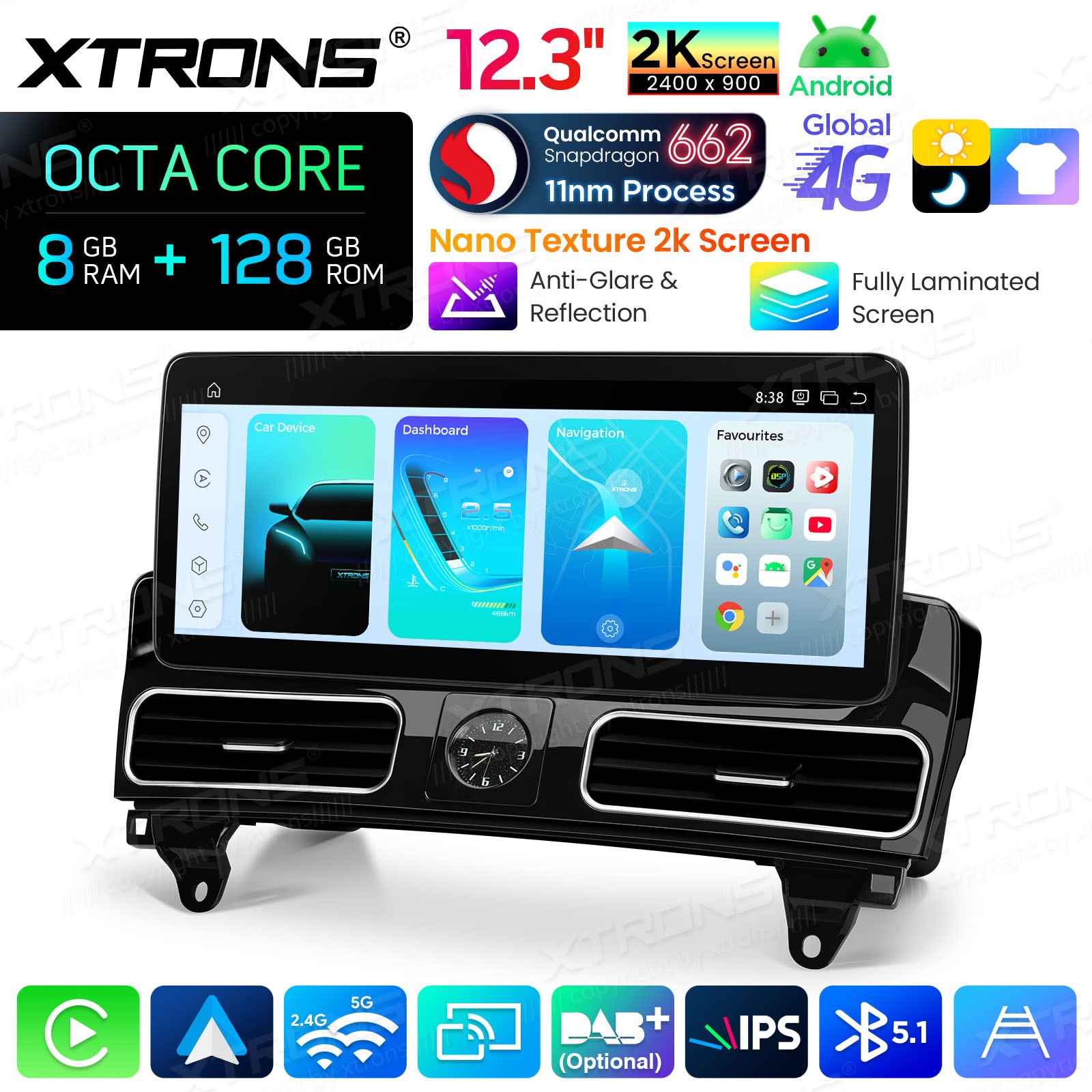 12.3″ Android 14 GPS Navigation for Mercedes ML W166 GL X166 8GB 128GB 2K Screen
