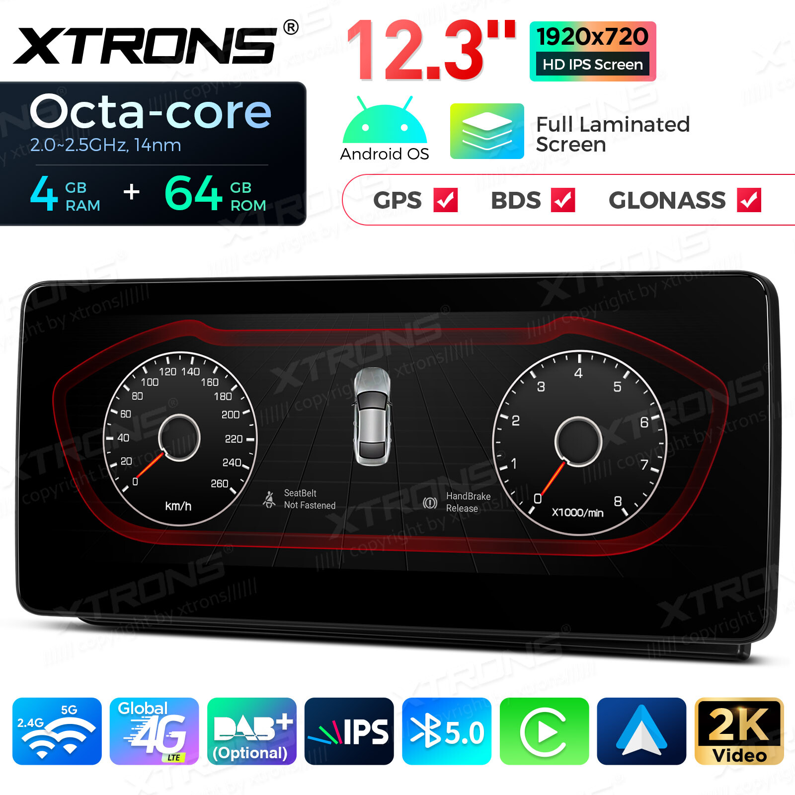 For Audi A4 A5 LHD 12.3″ Android Radio Player Wireless CarPlay IPS Screen 4G 64G