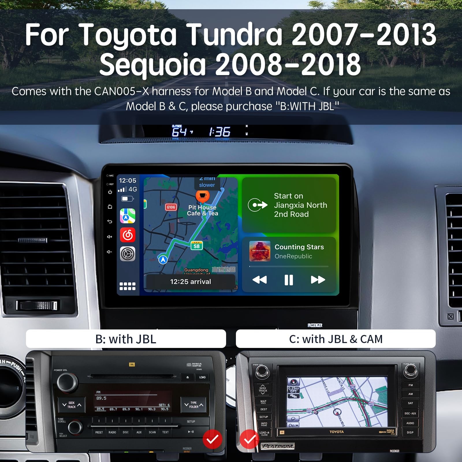 Android 13.0 6G 128G Wireless CarPlay Car Stereo for 07-13 Toyota Tundra, 08-18
