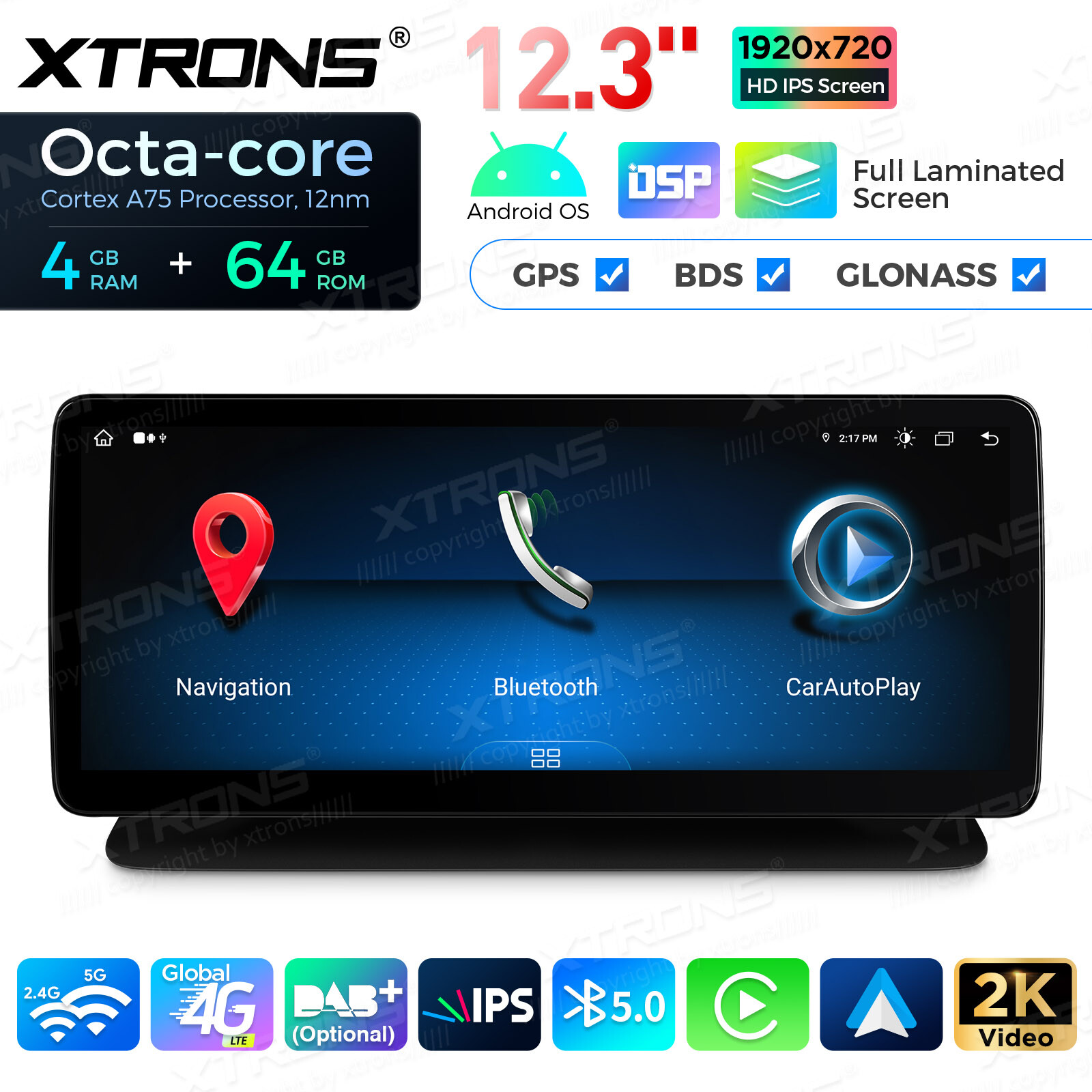 IPS CarPlay Android 13 Octa-Core Car Stereo GPS 64G For Benz GLS-Class W218 C218