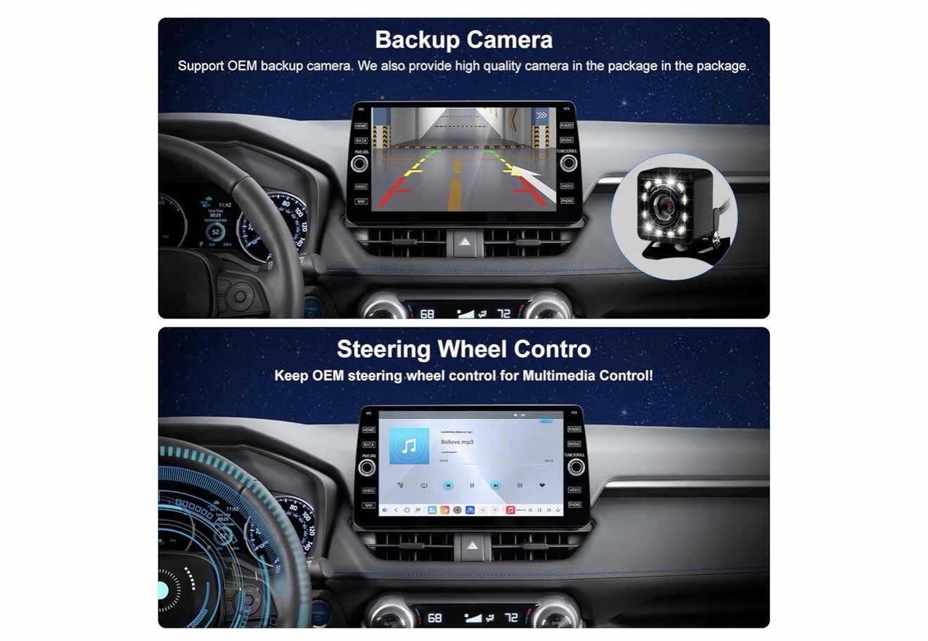 Car Mp5 Player for Toyota RAV4 2019-2022 Touchscreen GPS Bluetooth Backup Camera