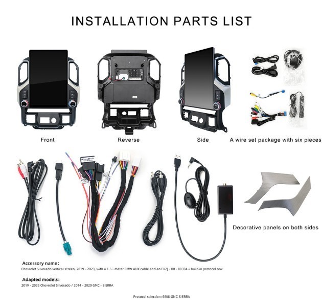 For Chevrolet Silverado GMC Sierra 2019-2022 Vertical Screen 2K 15.6″ GPS radio