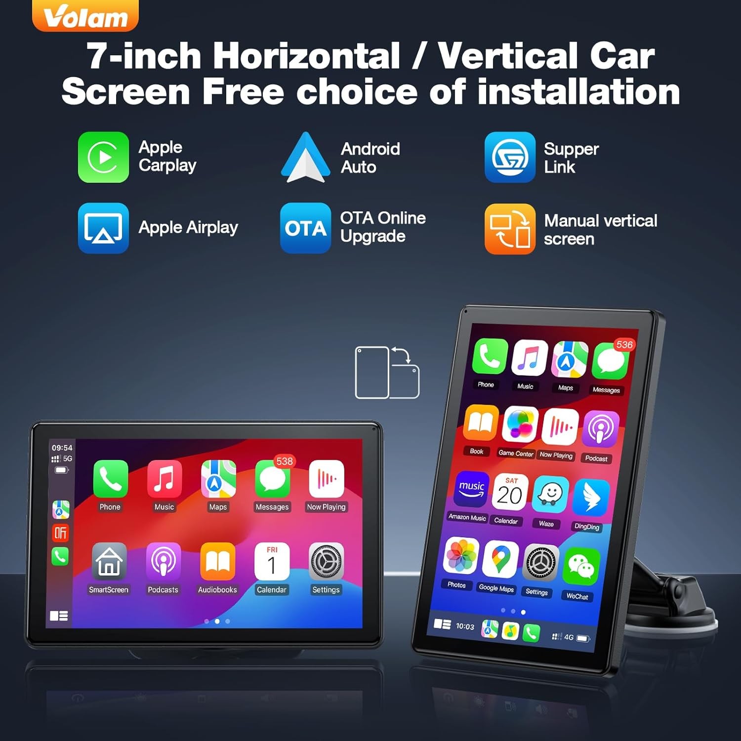 2025 New 7″ Portable Touch Screen Car Radio Stereo Wireless CarPlay Android Auto