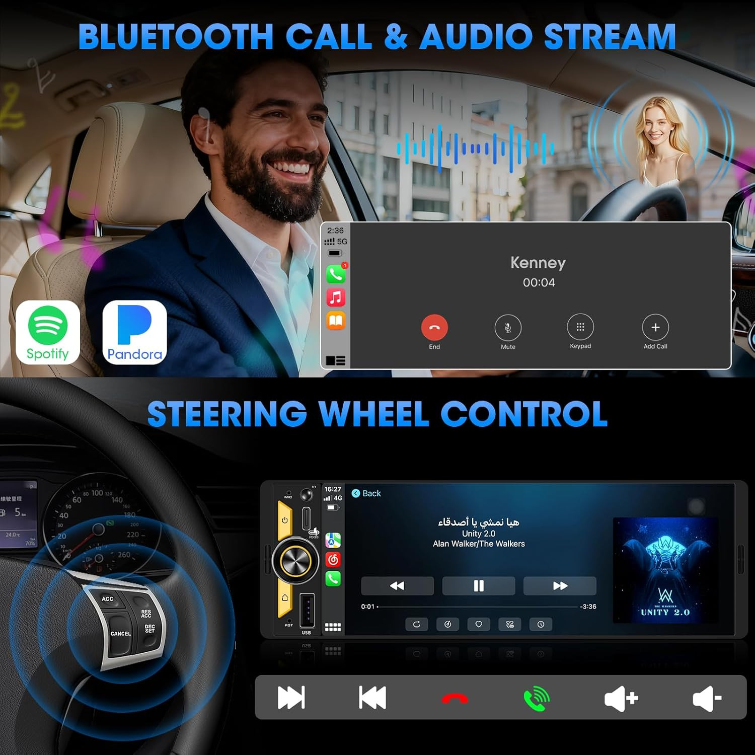 Wireless Single Din Carplay Stereo: 6.5 Inch Wireless Android Auto Touchscreen R