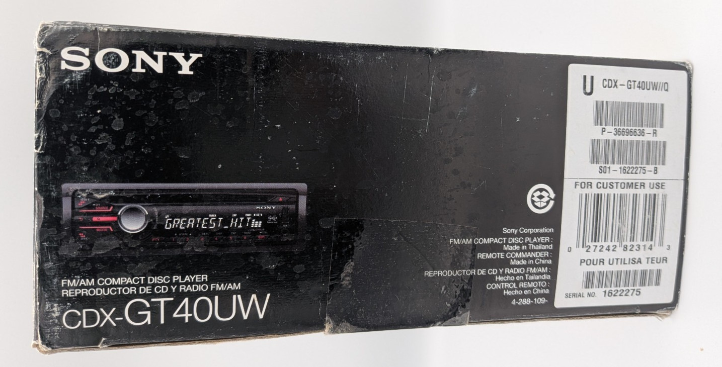 SONY Xplod Car Audio CDX-GT40UW FM/AM Compact Disc Player With Remote