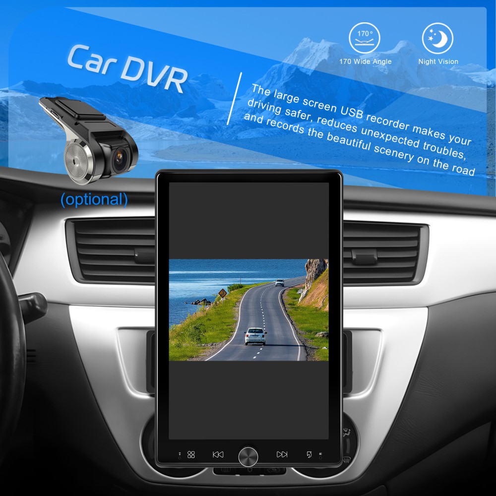 10.4″ Single 1DIN Wireless Apple CarPlay Car Stereo Rotatable Touch Screen Radio