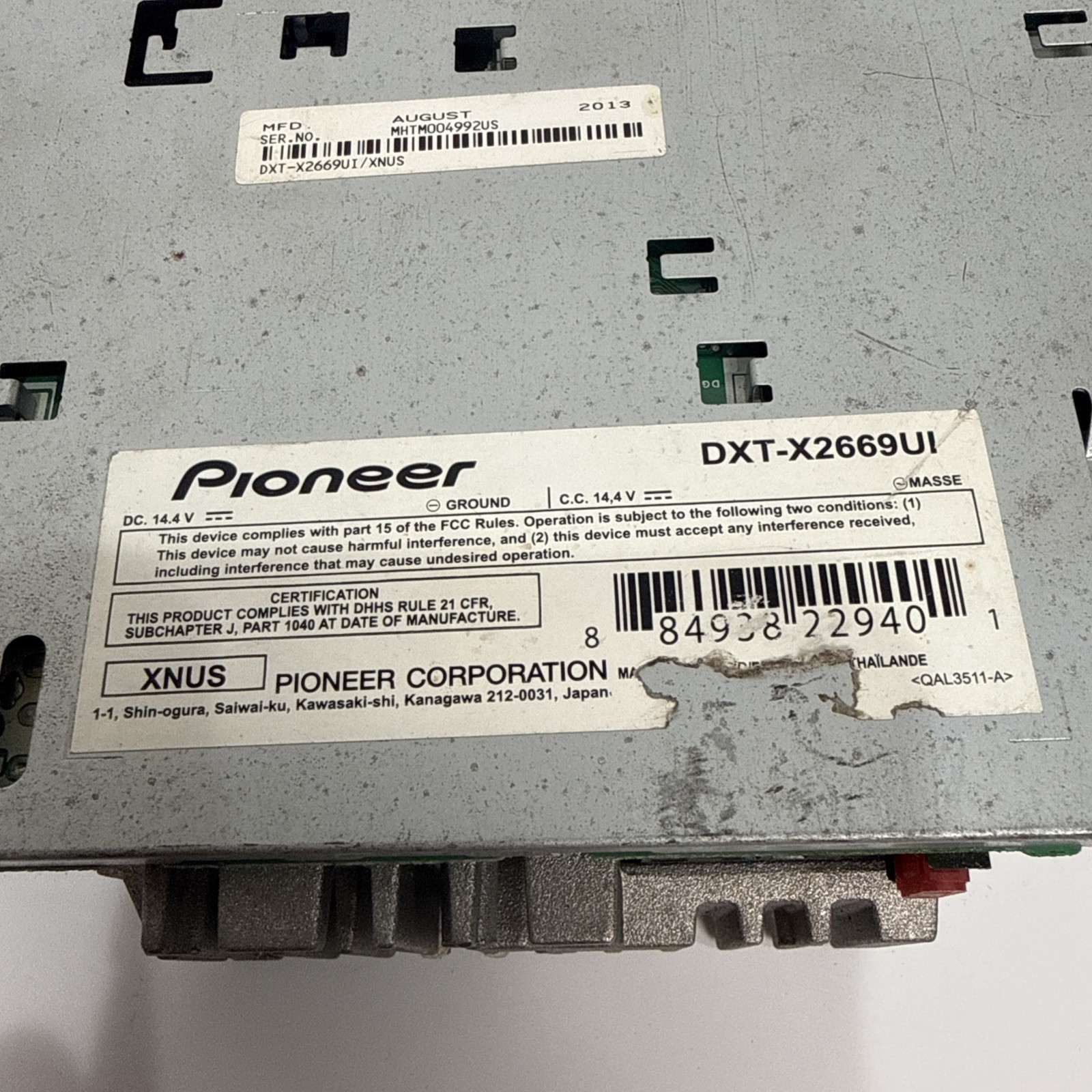 PIONEER DXT-X2669UI MIXTRAX CARS STEREO Untested