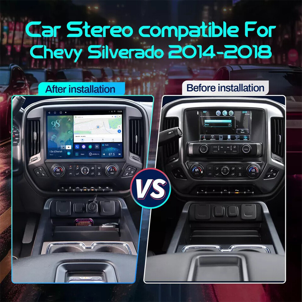 13.1″ Car Radio Stereo CarPlay For Chevy Silverado GMC Sierra 2014-2018 8+256GB
