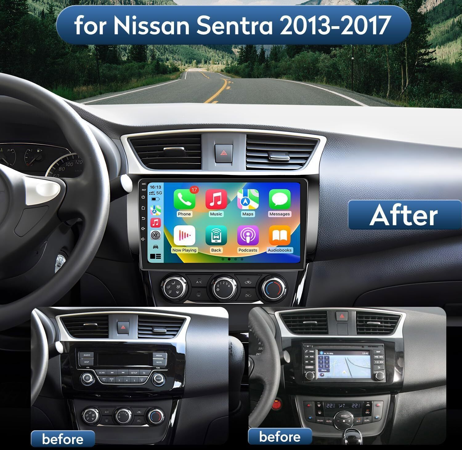 64G CARPLAY FOR NISSAN SENTRA SYLPHY 2013-2019 CAR STEREO RADIO auto 1280*800 FM
