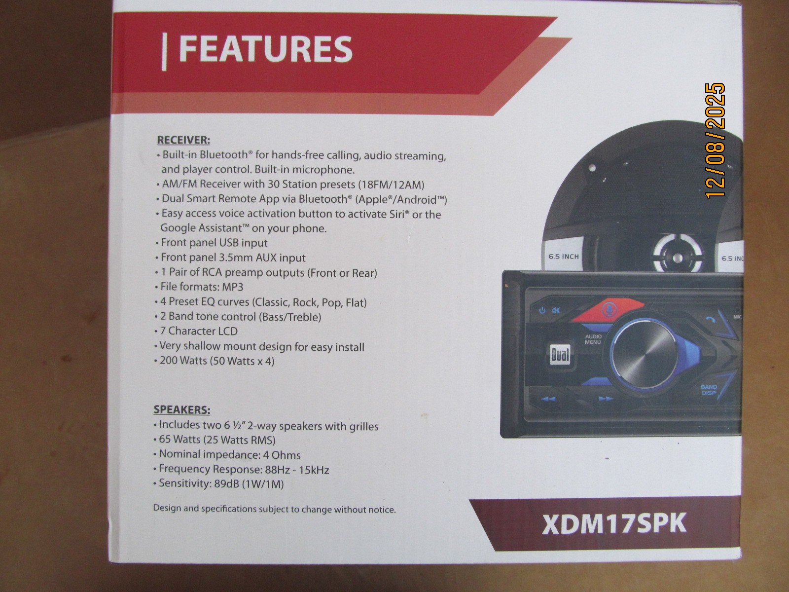 NEW Dual XDM17SPK AM/FM Digital Bluetooth Car Stereo W/ Two 6-1/2 2-way Speakers