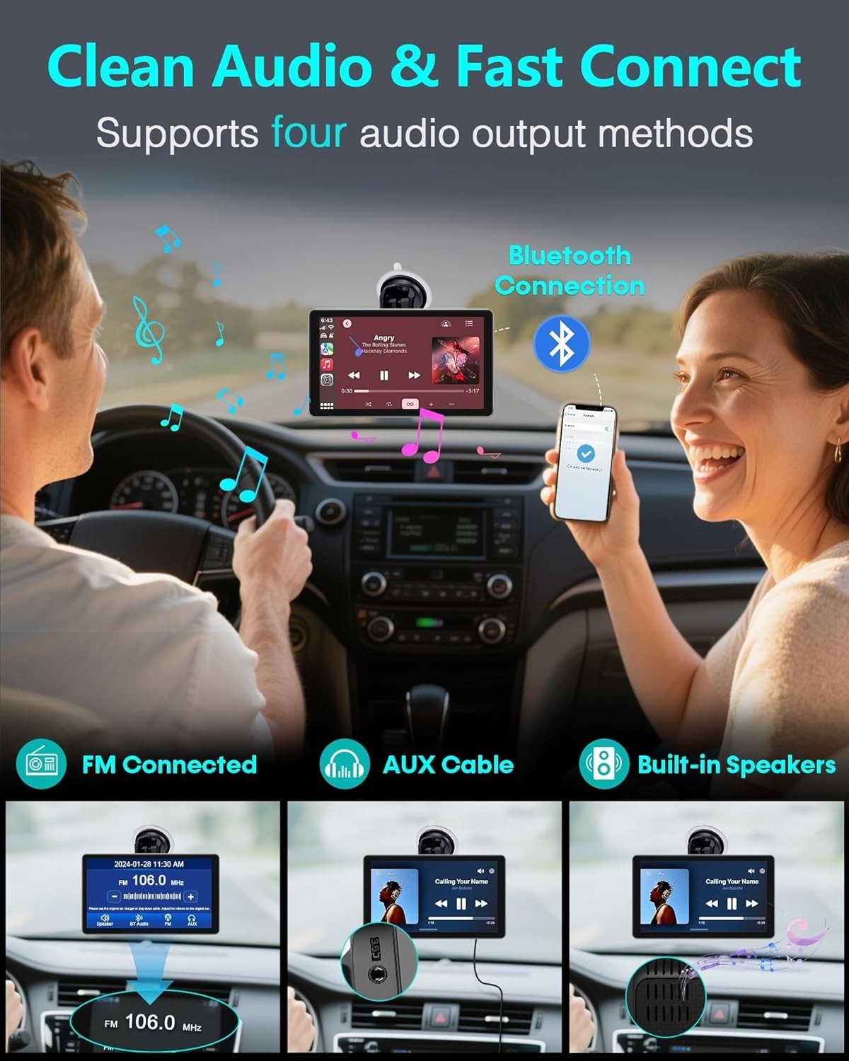 Seamless 7″ Wireless Car Display with Clear Backup Camera for Easy Parking