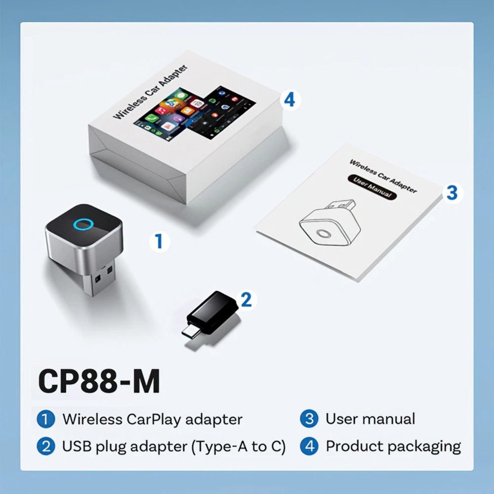 Wireless for CarPlay Dongle for Android Auto USB Adapter Bluetooth 4.2 Connector