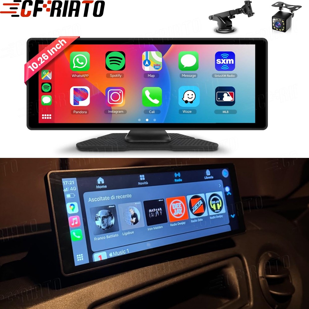 10.26″ Portable Car Wireless Apple CarPlay Android Auto FM Touch Screen Radio