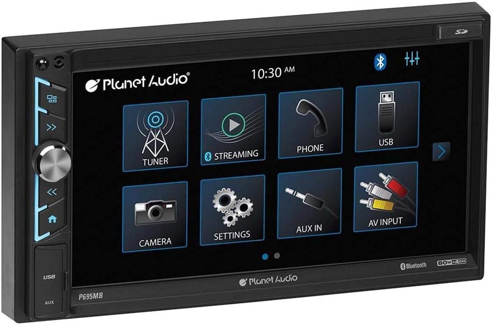 Planet Audio 2 DIN 6.95-inch Mechless Car Head Unit with Bluetooth (No CD/DVD)