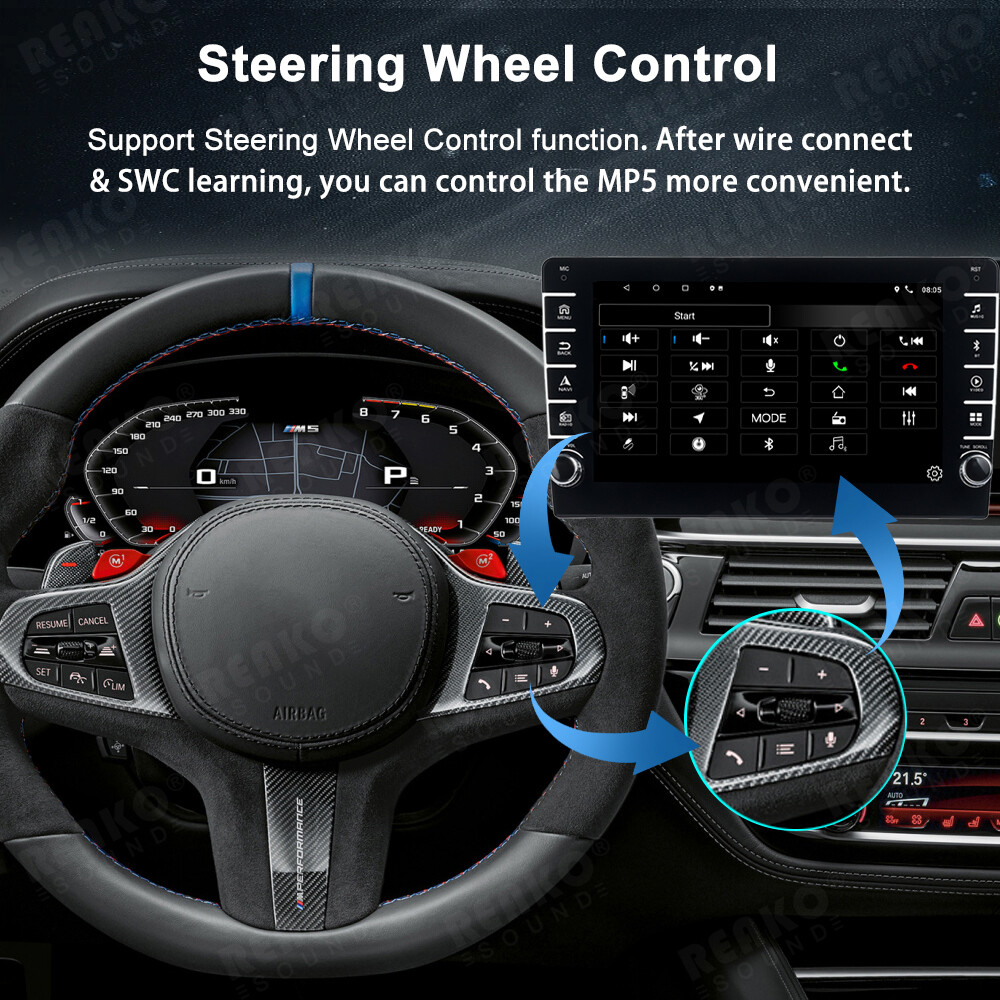 9”1Din 2+64G Android 12 Car Radio Stereo Carplay Auto Link BT WiFi GPS FM+Cam