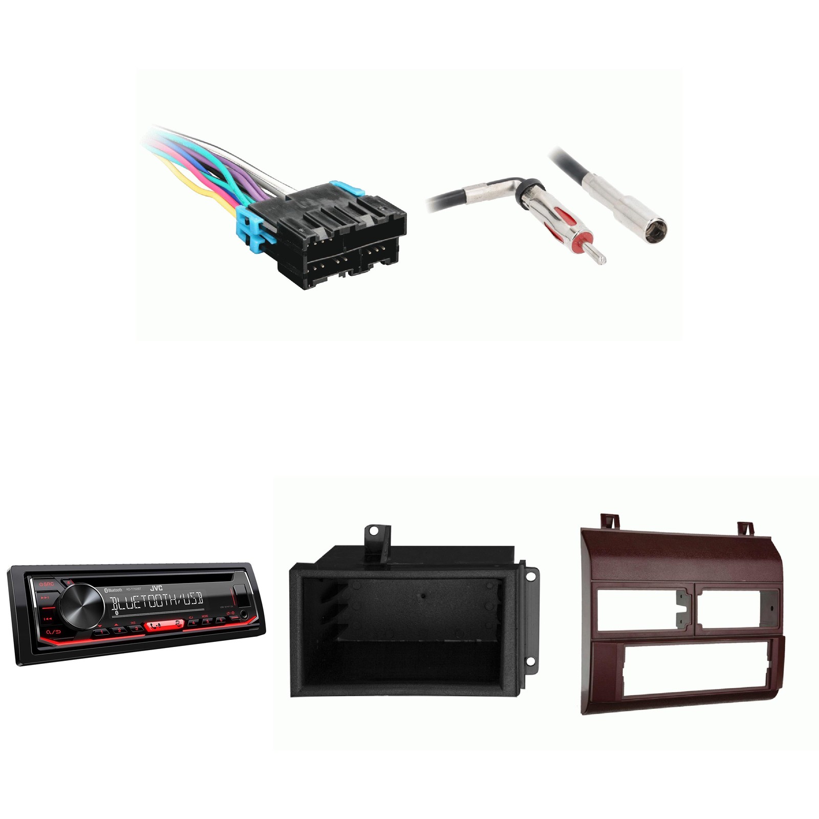 JVC KD-T720BT Single Din Radio Bundle RED Dash includes pocket Compatible wit…