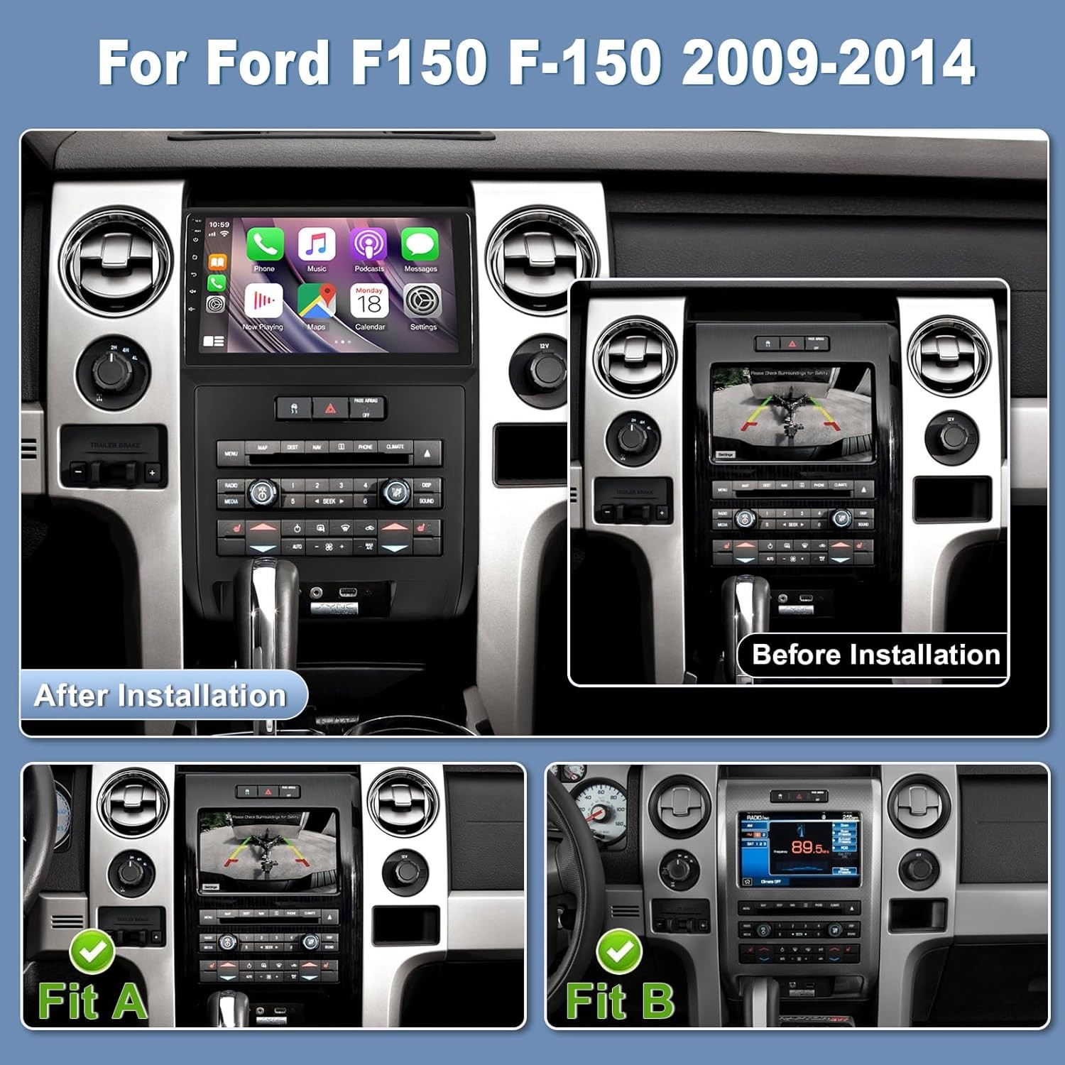 For Ford F150 2009-2014 Android 13 9″Apple Carplay Car Stereo Radio GPS NAVI 64G
