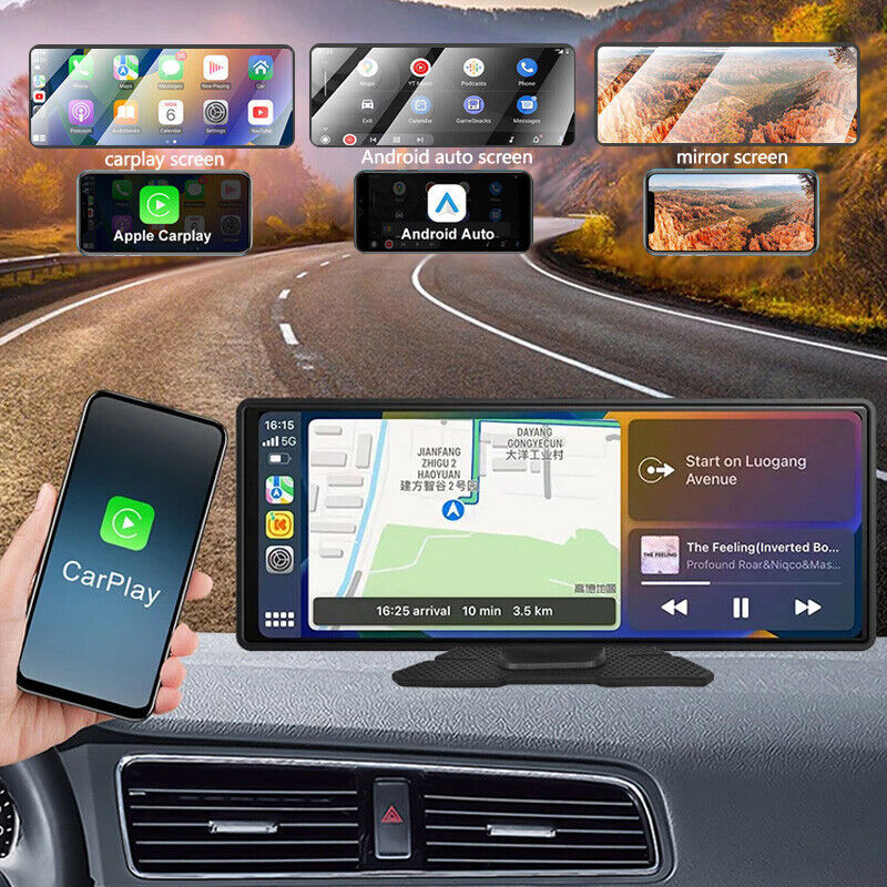 10.26″ Touch Screen Wireless Apple Carplay Portable Car Stereo Android Auto +CAM