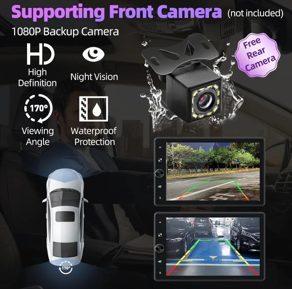 Carplay Screen for Car, 10.4″ HD Vertical Rotatable Touchscreen with Car BT