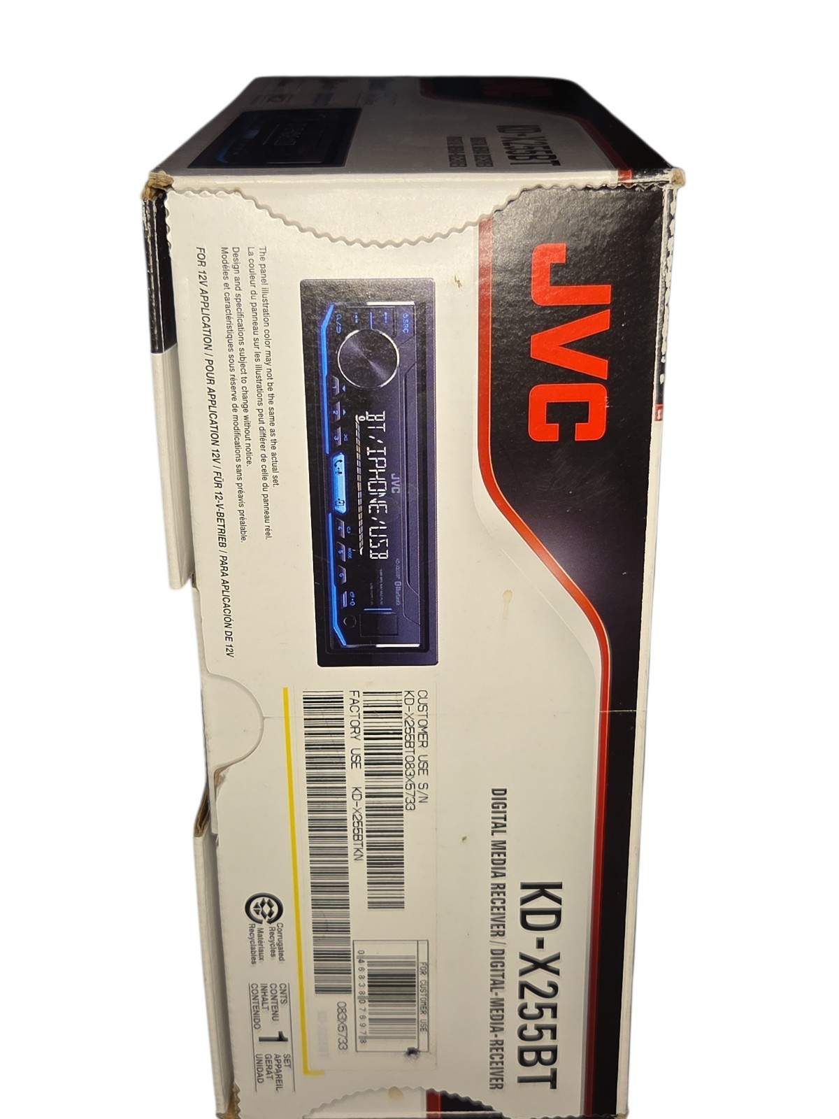 JVC KD-X255BT Bluetooth Media Player Car Stereo iPhone Android USB Aux AM FM MP3