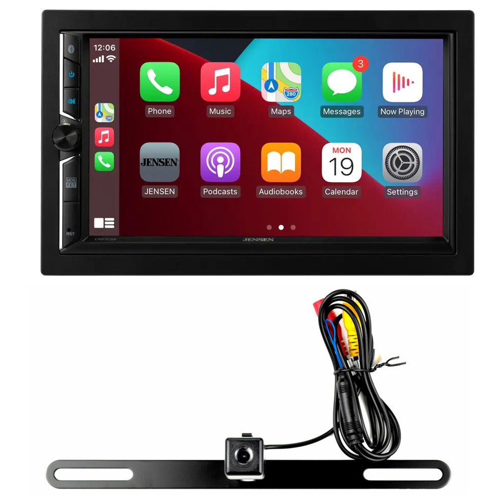 Jensen CAR723W-M 7″ 2-DIN Multimedia Receiver w/ Wireless CarPlay & Android Auto