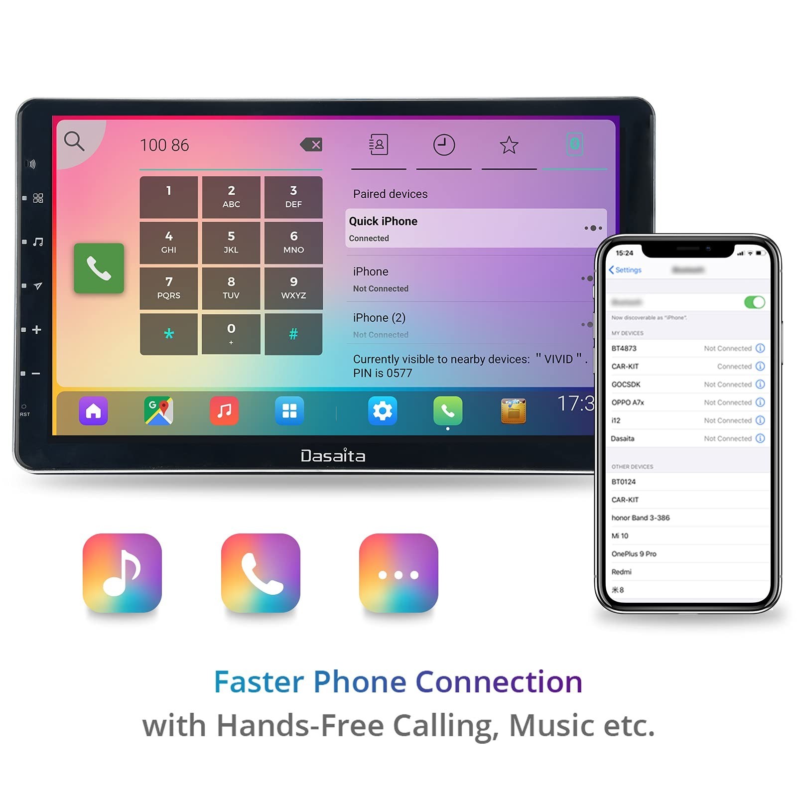 Dasaita HA2205 11.6″ Single Din Android 10 Car Stereo 4GB 64GB Carplay Gps