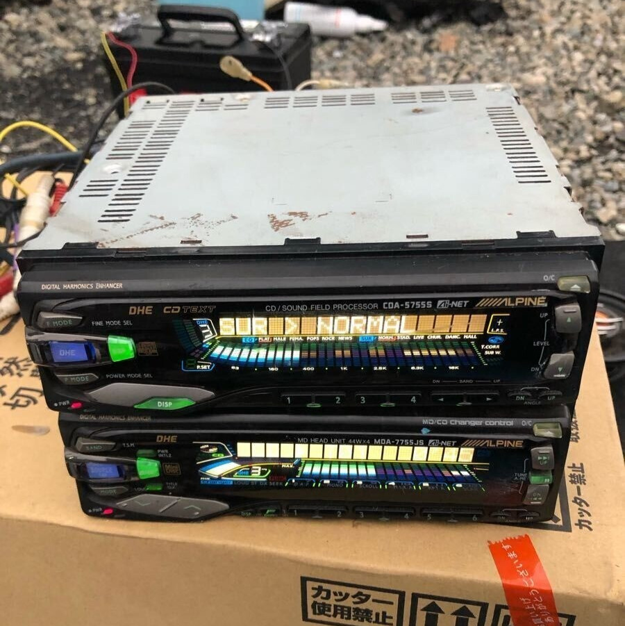 Alpine CDA-5755S and MDA-7755JS 1DIN Car Audio CD MD Head Units with DSP Used