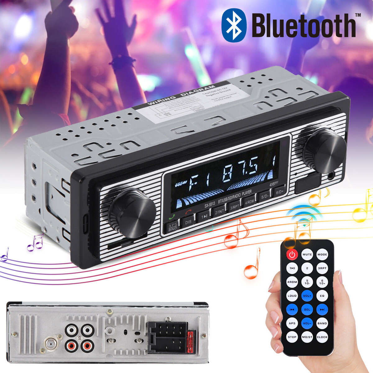 Bluetooth Car Stereo Radio Audio FM Aux Input Receiver SD USB MP3 Radio Player