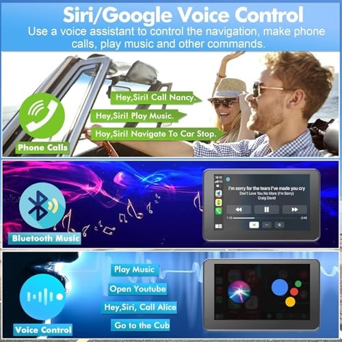 Car Play,Wireless Portable with Apple CarPlay and Android Auto Screen for