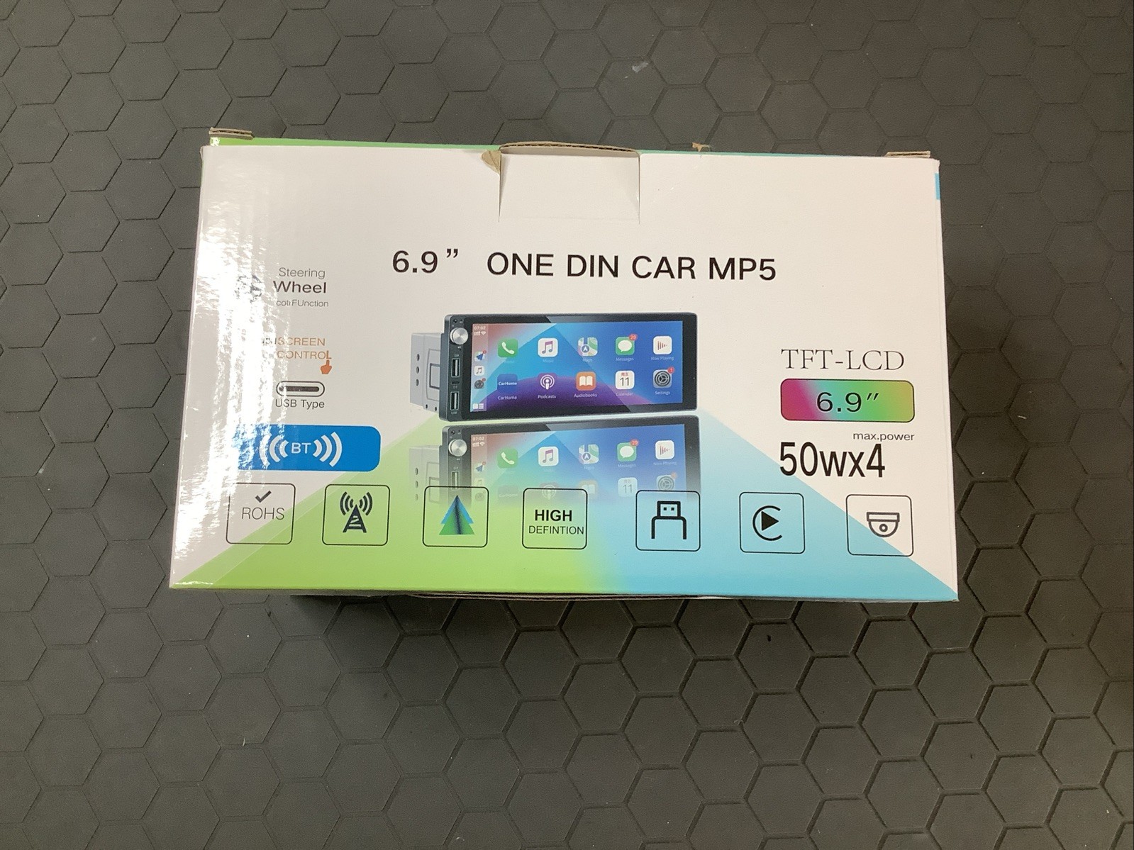 6.9 Inch TFT-LCD ONE DIN Car MP5 Touch Screen with USB-C 50wx4