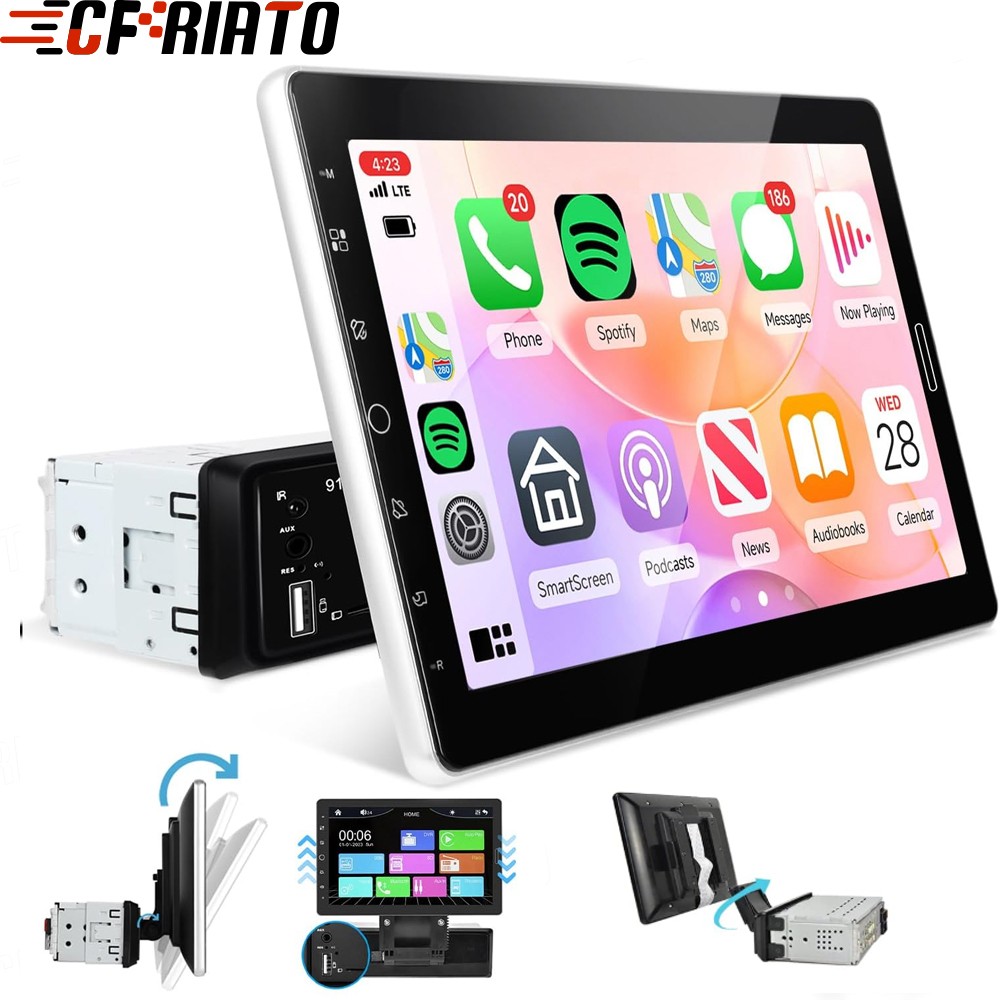 10.1” Single 1 Din Touch Rotatable Scree Car Stereo Radio Apple/Android Carplay