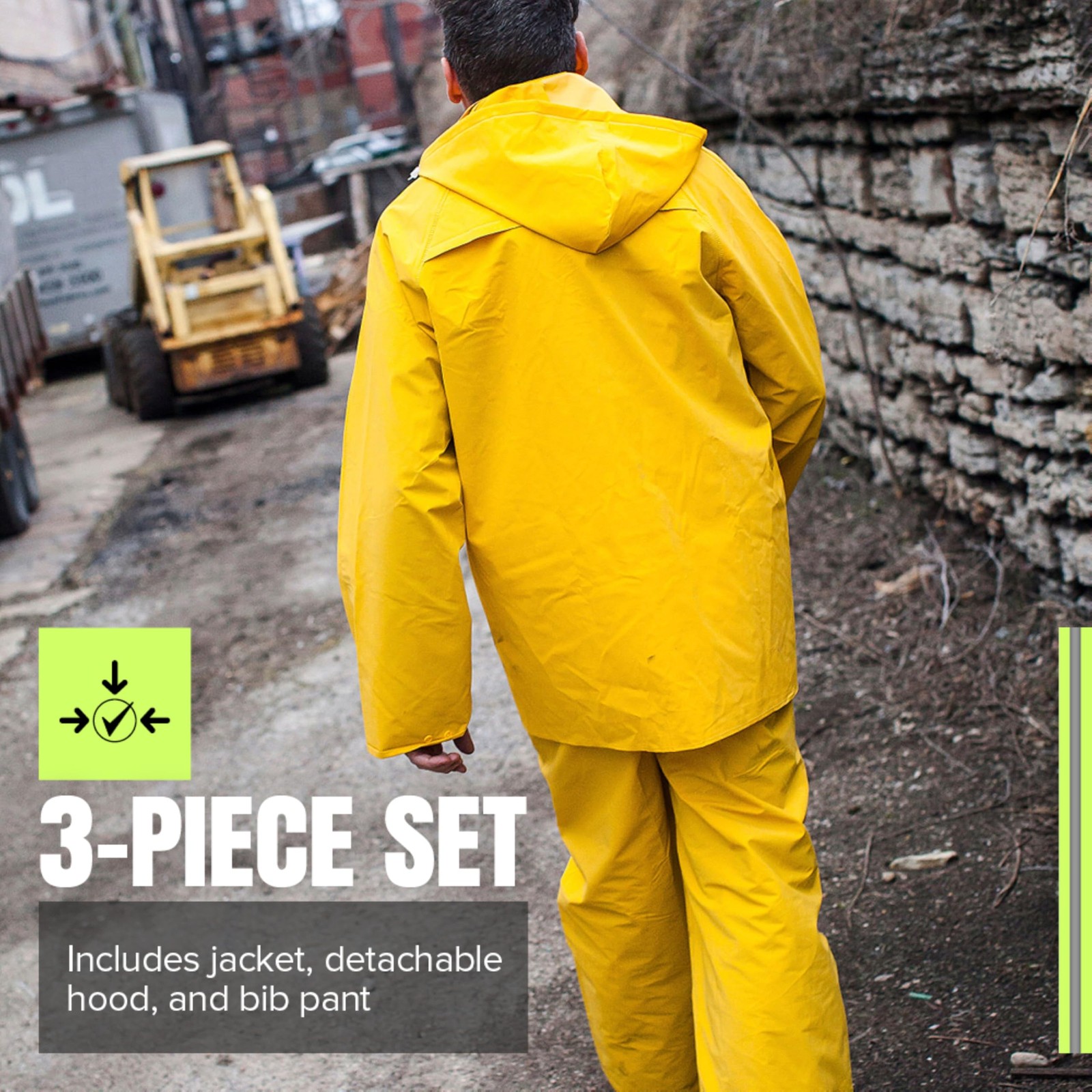 Waterproof PVC Work Suit for Men – Repel Rain Gear Yellow Safety Jacket and B…