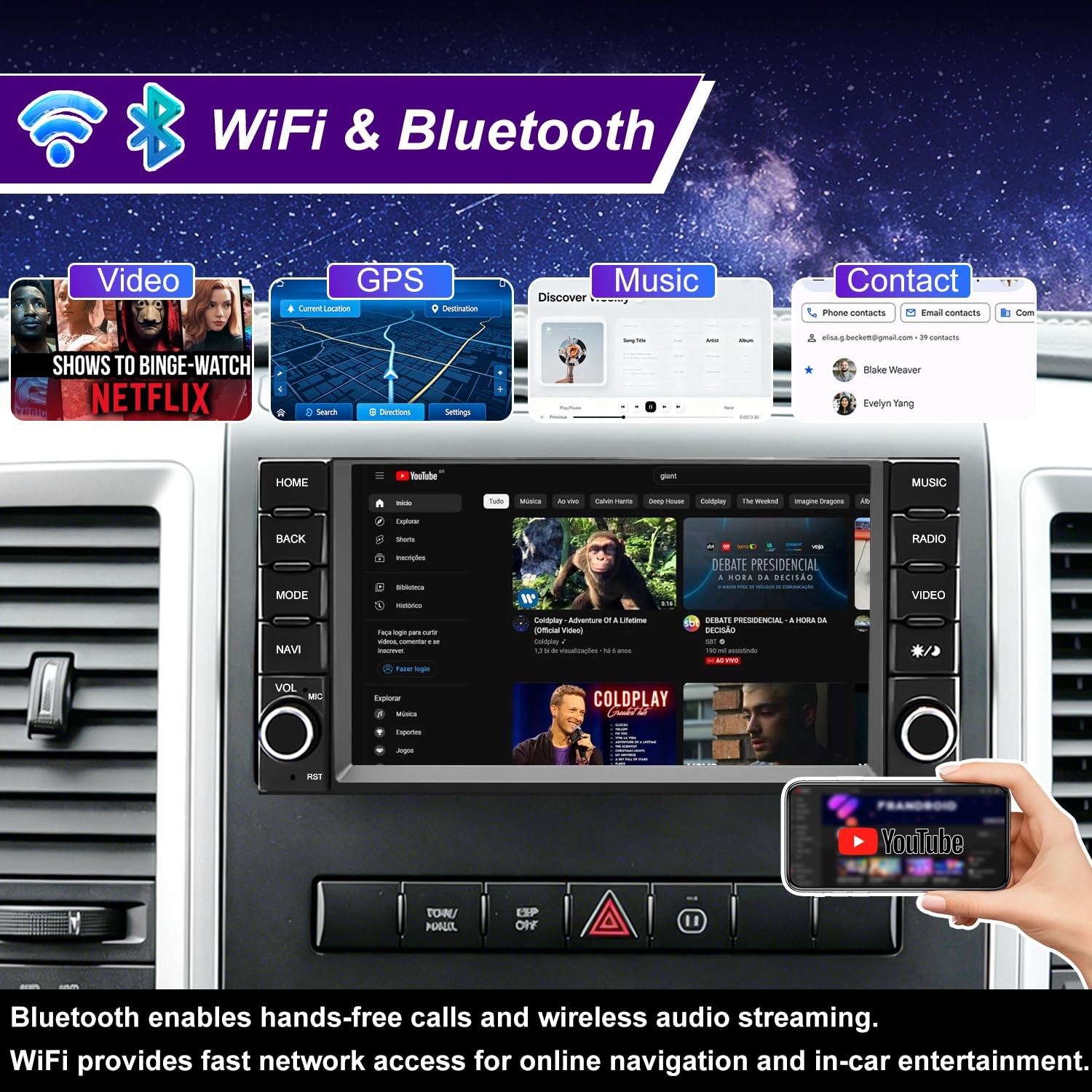 5G WiFi Radio for Dodge RAM Jeep Wrangler Touch Screen GPS CarPlay Android Auto