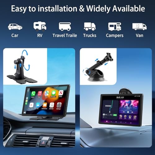 CarPlay Screen for Car, 9” Wireless CarPlay & Android Auto – Smart Gold