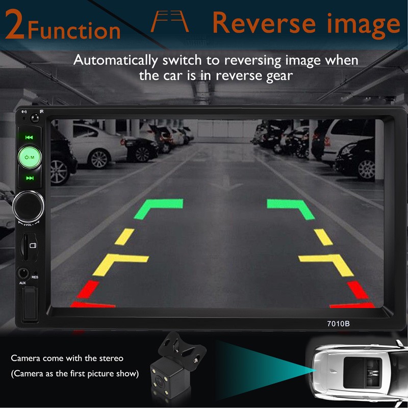 Android/IOS Double Din Car Stereo Radio 7Inch Touch Screen Car in-Dash w/ Camera