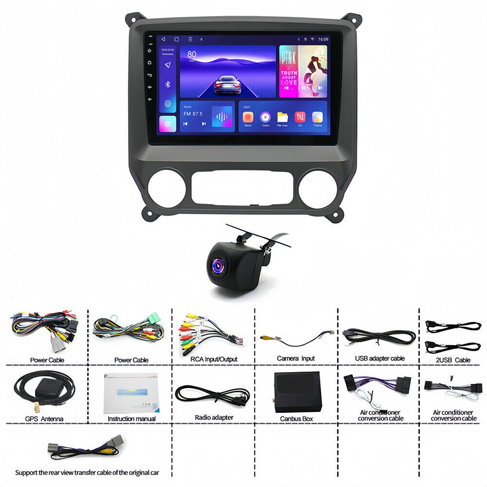 64G Screen Android 13 Car Radio GPS For Chevrolet Silverado GMC Sierra 2014-2018