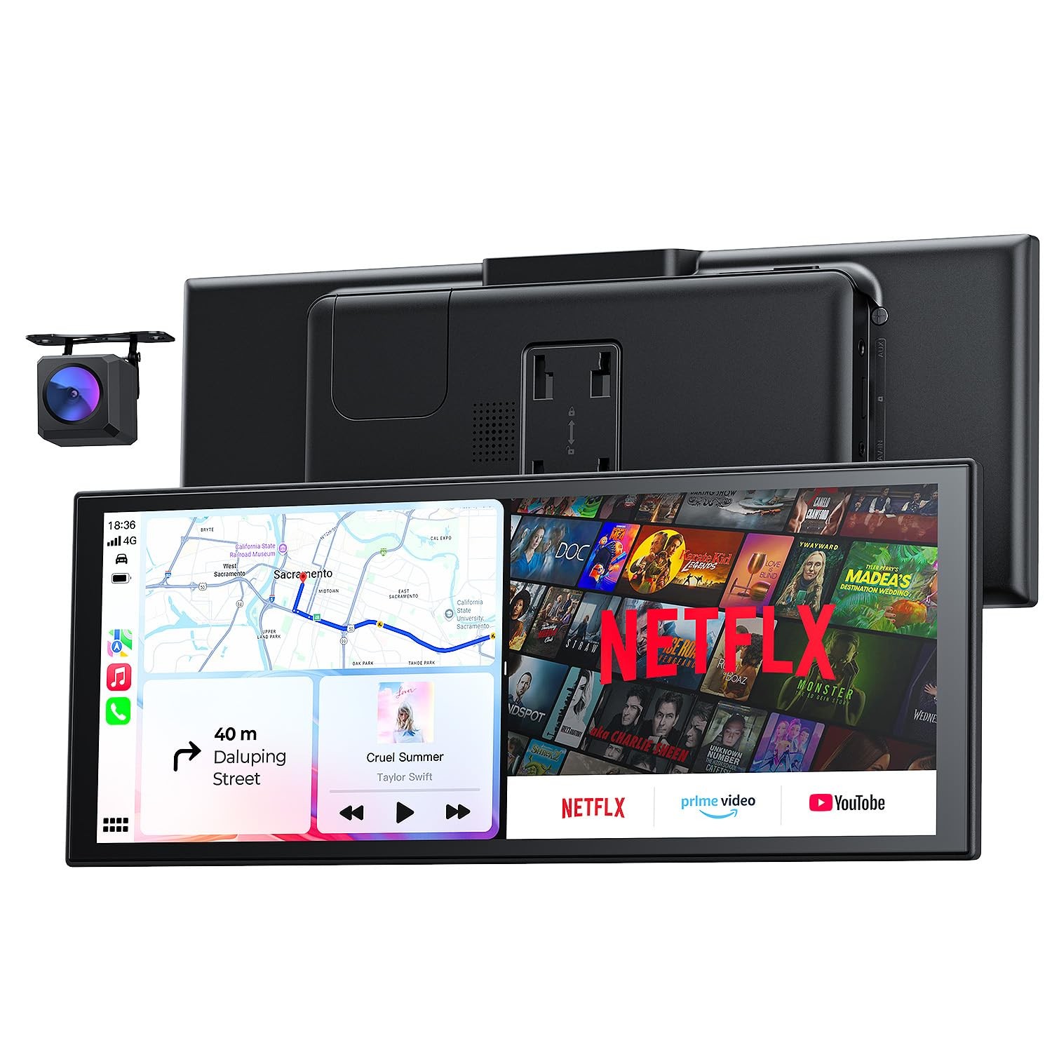 10.26“ Carplay Screen for Car with Net-Flix YouTube, Portable 60FPS Wireless …