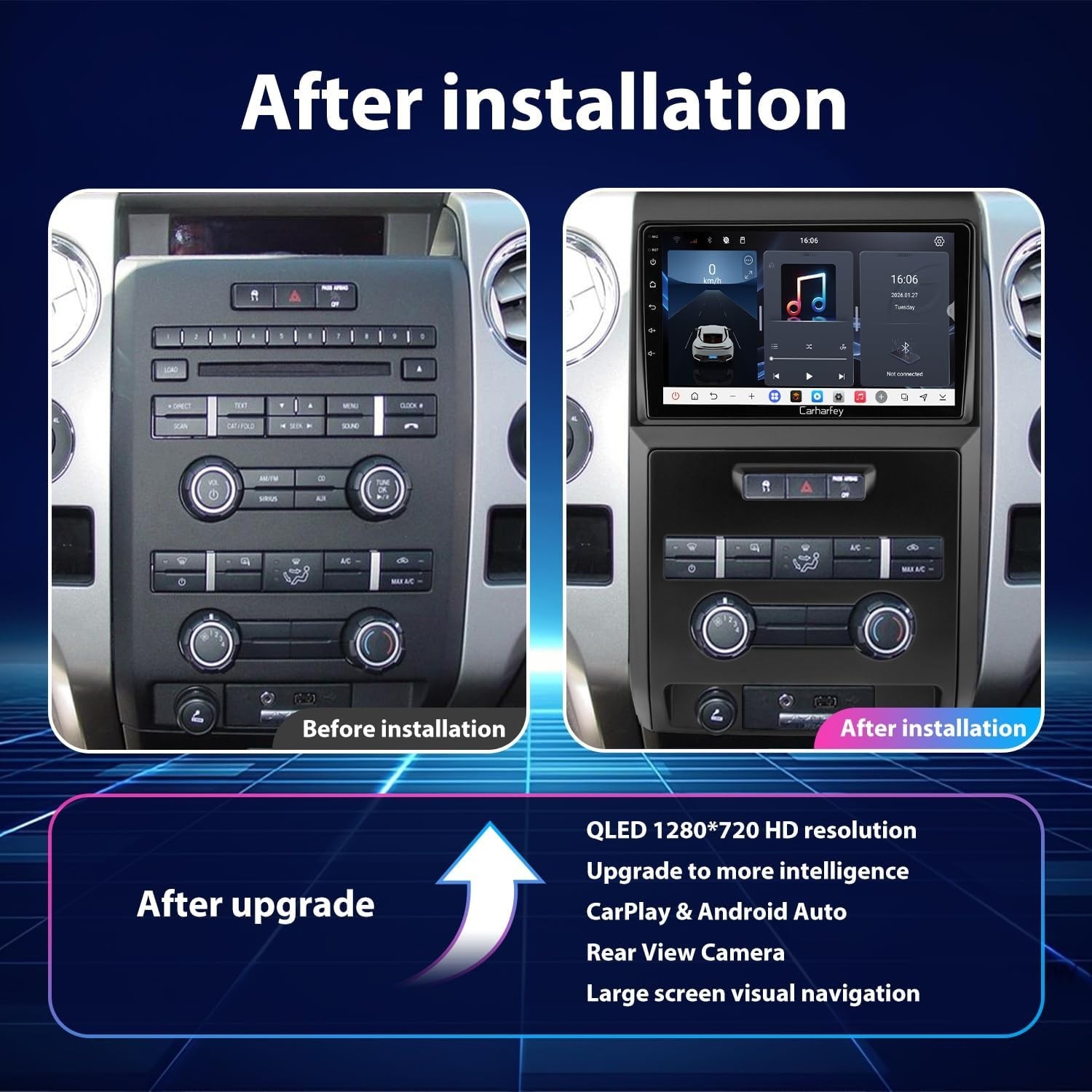 Car Radio Stereo Upgrade for Ford F150 2009-2014, Wireless Carplay Android 4827