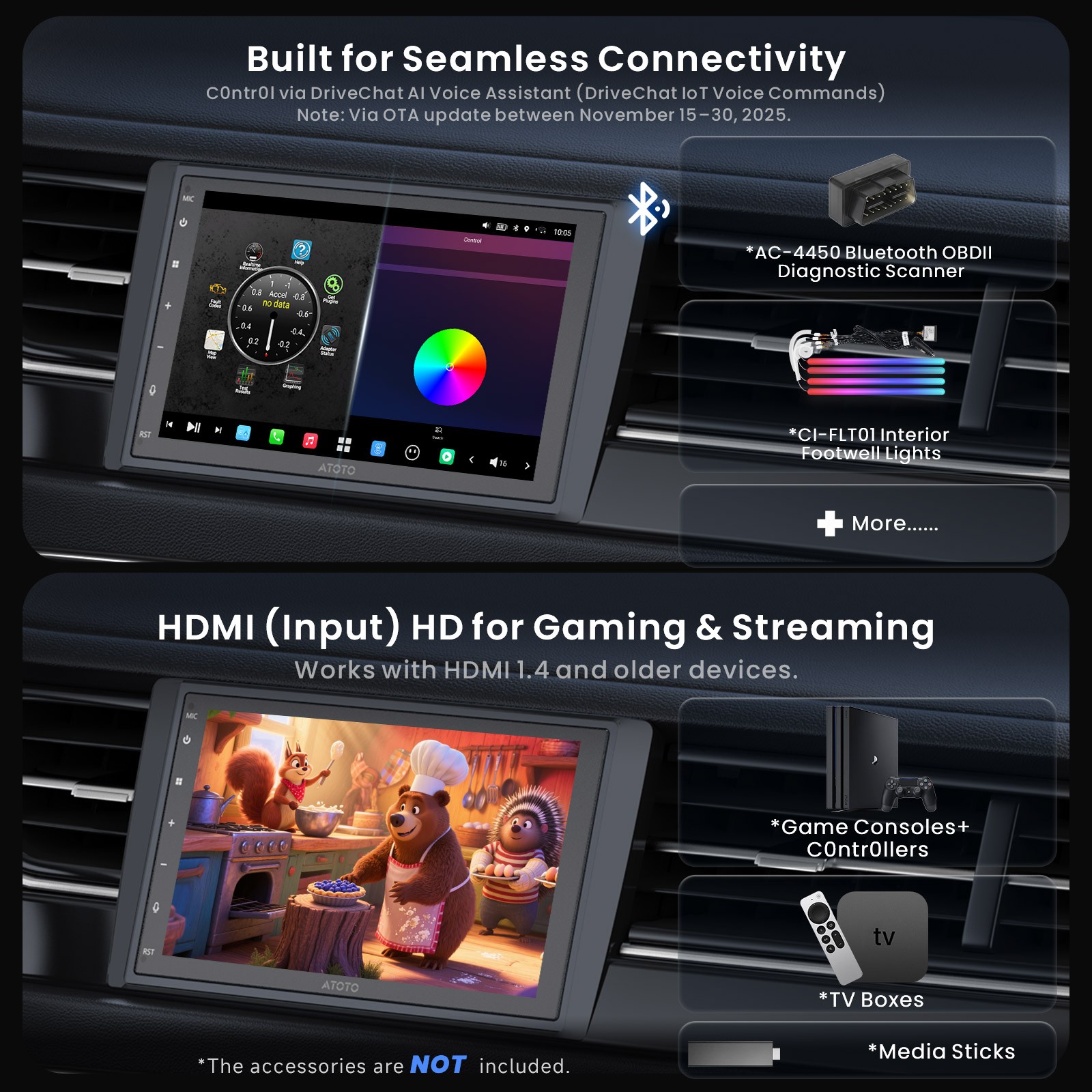 ATOTO 7IN X10 Full Set 2DIN All in One Android Car Stereo 4G LTE 8+128G GPSNavi