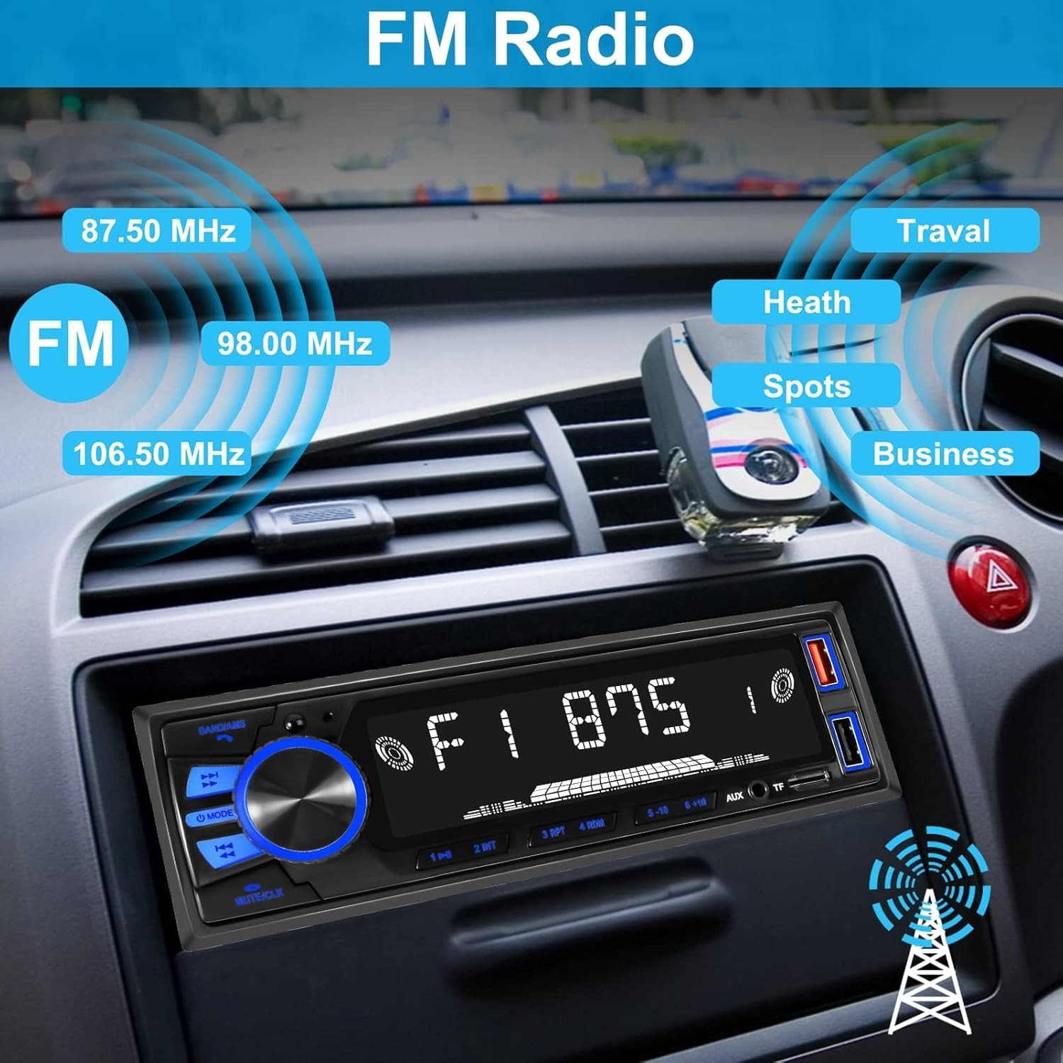Car Radio Bluetooth Single DIN Car Stereo with Bluetooth Audio Installation Kit