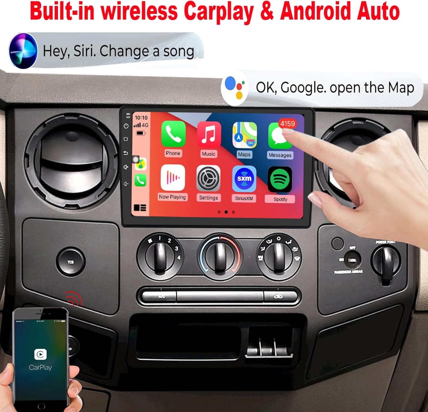QLED 10inch Radio for Ford F150 2005-2012 CarPlay Android Auto Touch Screen